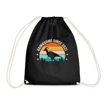 Rawrsome Since 2021 Parasaurolophus 2nd Birthday - Drawstring Bag - black - Front