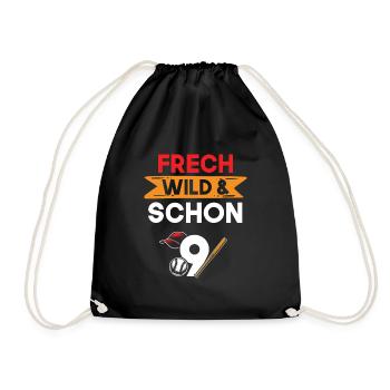 9 Jahre Geburtstag Junge Mädchen Fußball - Turnbeutel - Schwarz - Vorne