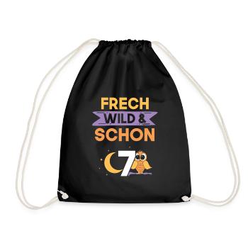 7 Jahre Geburtstag Junge Mädchen Eule - Turnbeutel - Schwarz - Vorne
