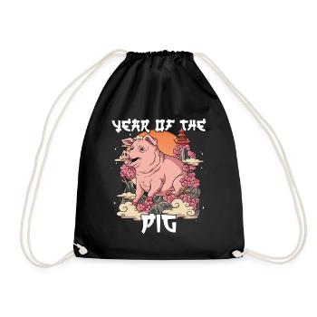 Year of the Pig Lunar New Year Chinese - Drawstring Bag - black - Front