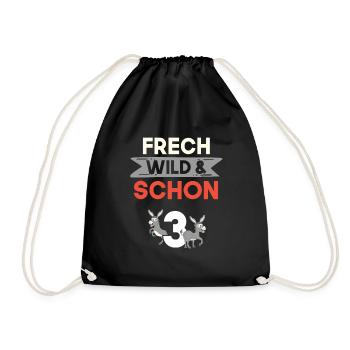 3 Jahre Geburtstag Junge Mädchen Esel - Turnbeutel - Schwarz - Vorne