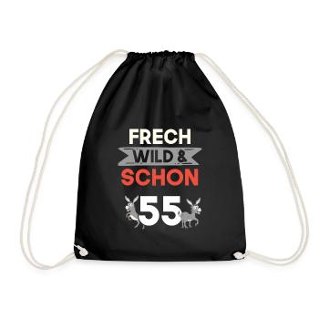 Geschenk 55 Jahre Geburtstag Esel - Turnbeutel - Schwarz - Vorne