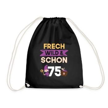 Geschenk 75 Jahre Geburtstag Halloween Hexe - Turnbeutel - Schwarz - Vorne
