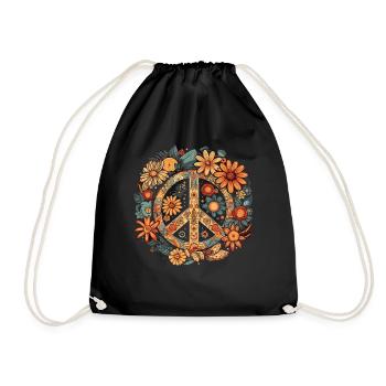 Costume Hippie Signe de la Paix - Sac de sport léger - noir - Devant