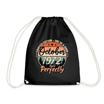 October 1972 anniversary 1972 legends October - Drawstring Bag - black - Front