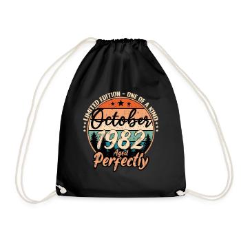 October 1982 anniversary 1982 legends October - Drawstring Bag - black - Front