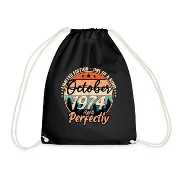 October 1974 anniversary 1974 legends October - Drawstring Bag - black - Front