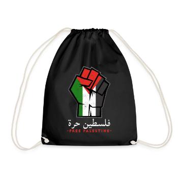 Free Palestine, Palestinian Patriotic Flag - Drawstring Bag - black - Front