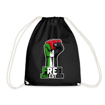 Free Palestine, Palestinian Patriotic Flag, - Drawstring Bag - black - Front