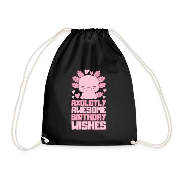 Axolotl Birthday Party - Drawstring Bag - black - Front
