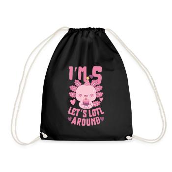 Axolotl Birthday Party - Drawstring Bag - black - Front