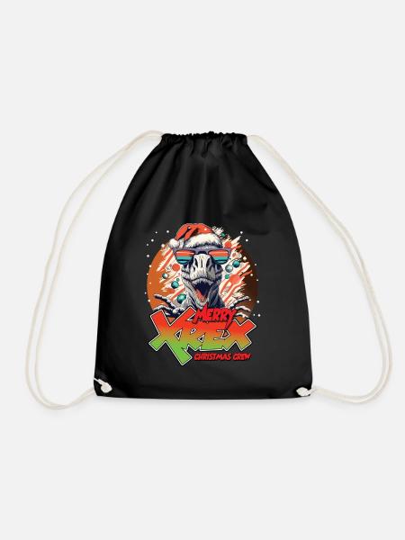 Weihnachten T-REX Merry XREX Geschenk Crew - Turnbeutel - Schwarz