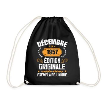 Anniversaire Cadeau Millésime Décembre 1957 - 195 - Sac de sport léger - noir - Devant