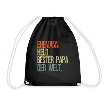 Ehemann Held bester Papa der Welt - Turnbeutel - Schwarz - Vorne
