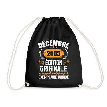 Anniversaire Cadeau Millésime Décembre 2005 - 200 - Sac de sport léger - noir - Devant