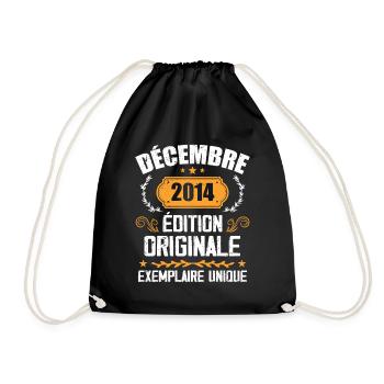 Anniversaire Cadeau Millésime Décembre 2014 - 201 - Sac de sport léger - noir - Devant