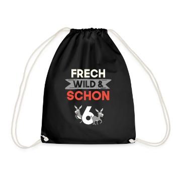 6 Jahre Geburtstag Junge Mädchen Esel - Turnbeutel - Schwarz - Vorne