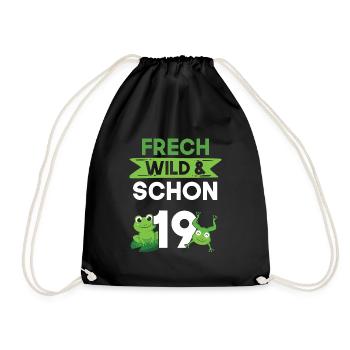 19 Jahre Geburtstag Frosch - Turnbeutel - Schwarz - Vorne