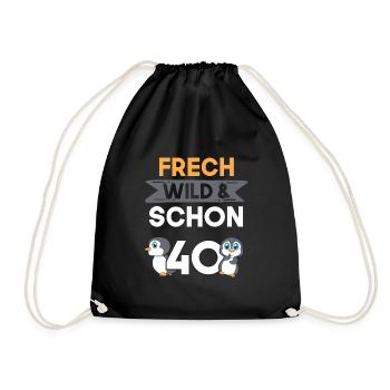 Geschenk 40 Jahre Geburtstag Pinguin - Turnbeutel - Schwarz - Vorne