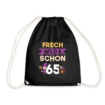 Geschenk 65 Jahre Geburtstag Halloween Hexe - Turnbeutel - Schwarz - Vorne