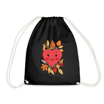 Herbst, Herz, Ich liebe den Herbst Geschenk - Turnbeutel - Schwarz - Vorne