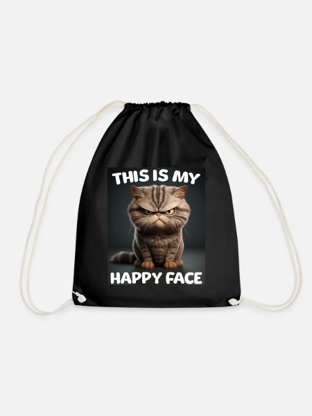 Lustiges Katzen Shirt Grumpy - Turnbeutel - Schwarz