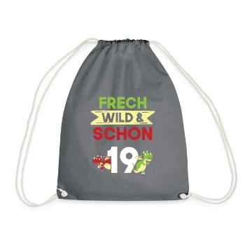 19 Jahre Geburtstag Drachen - Turnbeutel - Grau - Vorne