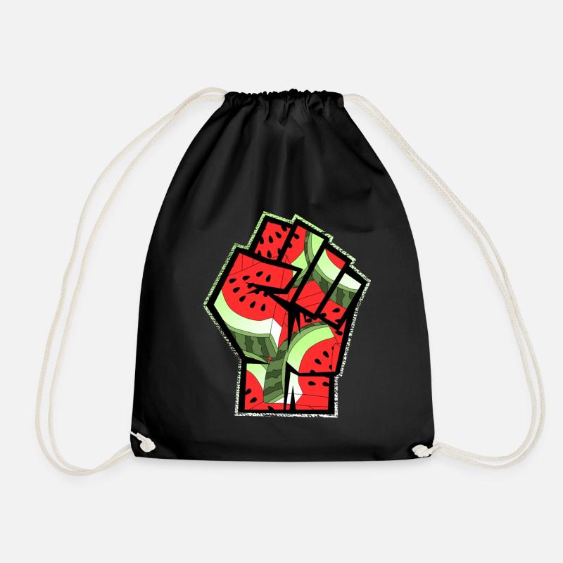 Poing de symbole patriotique de pastèque de Palestine libre - Sac de sport léger - noir