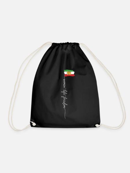 Iranischer Löwe Sonne Flagge, Weibliche Faust, Unterstützung Frauen - Turnbeutel - Schwarz