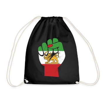 Iranian Flag Female Fist Support Women of Iran - Drawstring Bag - black - Front
