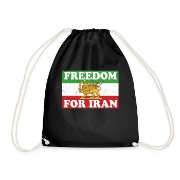 Iranian Lion Flag FREEDOM FOR IRAN Support Women - Drawstring Bag - black - Front