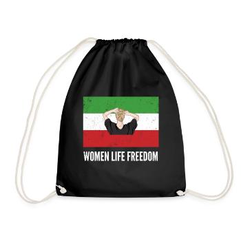 Neue iranische Flagge Kein Hijab weibliche Faustunterstützung - Turnbeutel - Schwarz - Vorne