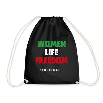 Iranian Flag, Support Women Iran, I stand with - Drawstring Bag - black - Front