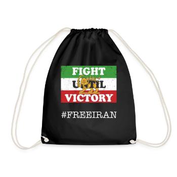 Iranian Lion Sword Flag FIGHT UNTIL VICTORY, - Drawstring Bag - black - Front