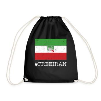 Iranian Flag, Women Life Freedom in Farsi, - Drawstring Bag - black - Front