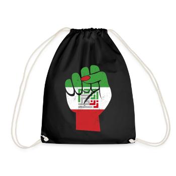 Iranian Flag Women Life Freedom in Farsi Female - Drawstring Bag - black - Front