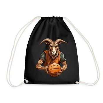 Basketball Ziege - Turnbeutel - Schwarz - Vorne