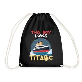 Titanic-Schiff, dieser Junge liebt die RMS Titanic - Turnbeutel - Schwarz - Vorne