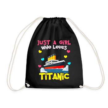 Titanic-Schiff, dieses Mädchen liebt die RMS Titanic - Turnbeutel - Schwarz - Vorne