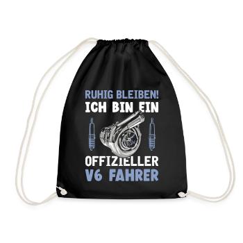 6 Zylinder Tuner Tuning V6 - Turnbeutel - Schwarz - Vorne