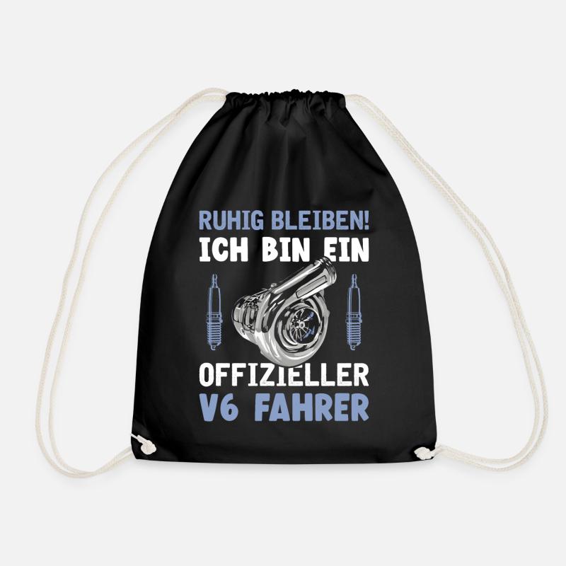 6 Zylinder Tuner Tuning V6 - Turnbeutel - Schwarz
