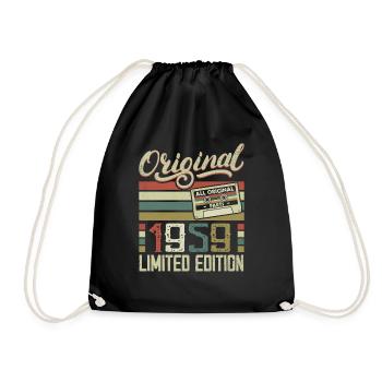 Jahrgang 1959 Retro Geburtstagsgeschenk 1959 - Turnbeutel - Schwarz - Vorne