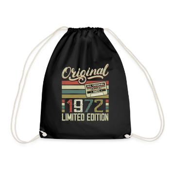 Jahrgang 1972 Retro Geburtstagsgeschenk 1972 - Turnbeutel - Schwarz - Vorne
