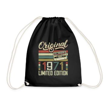 Vintage 1971 Retro Birthday Gift 1971 - Drawstring Bag - black - Front