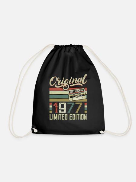 Jahrgang 1977 Retro Geburtstagsgeschenk 1977 - Turnbeutel - Schwarz