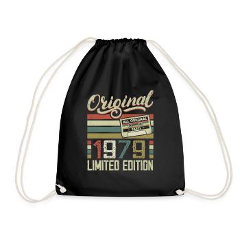 Vintage 1979 Retro Birthday Gift 1979 - Drawstring Bag - black - Front