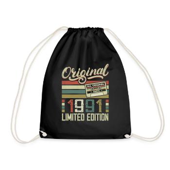 Vintage 1991 Cadeau D'anniversaire Rétro 1991 - Sac de sport léger - noir - Devant