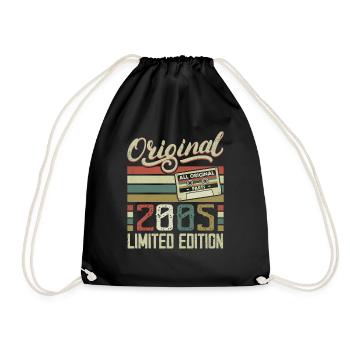 Vintage 2005 Retro Birthday Gift 2005 - Drawstring Bag - black - Front