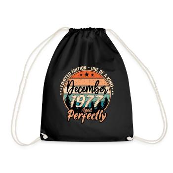December 1977 Birthday 1977 Legends December - Drawstring Bag - black - Front
