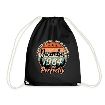 December 1984 Birthday 1984 Legends December - Drawstring Bag - black - Front